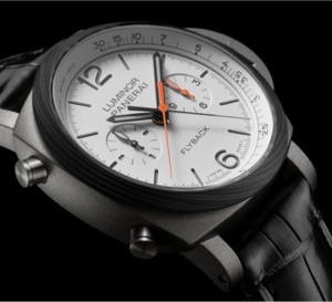 Panerai Chrono Zebra : boitier acier et lunette carbotech pour chrono vélique