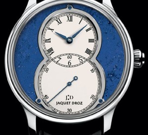 La Grande Seconde Medium Minérale de Jaquet Droz : turquoise, lapis lazuli, onyx, etc.