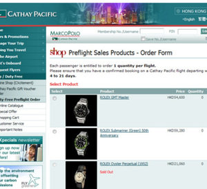 Des Rolex vintage en vente en duty free sur les vols de la Cathay Pacific