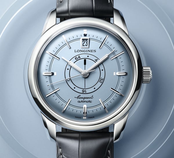 Longines Conquest Heritage Central Power Reserve : cadran bleu et réserve de marche au centre
