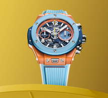 Hublot Mykonos : boitier en céramique orange et bleu