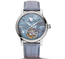 Frédérique Constant : un tourbillon en or blanc avec un cadran bleu en nacre